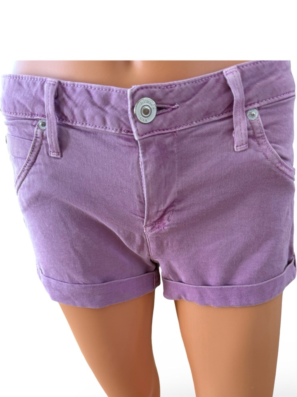 Hudson Jeans Lavender Rolled Cuff Denim Shorts